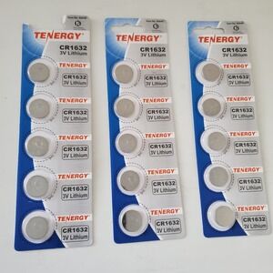 Tenergy CR1632 3V Lithium Coin Cell Batteries 15 Count 3 Packs of 5 40049